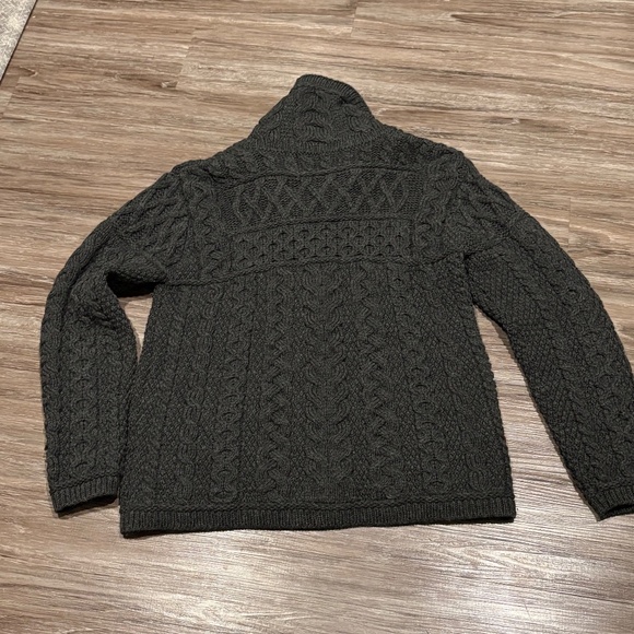 ARAN Double Collar Zip Merino Cardigan Charcoal Gray, Sz M - Picture 10 of 10